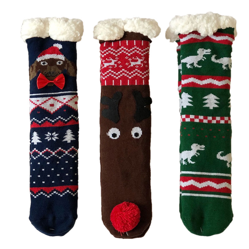 Slipper Socks Christmas Fuzzy Socks Fleece-lined Non Slip Slipper Socks